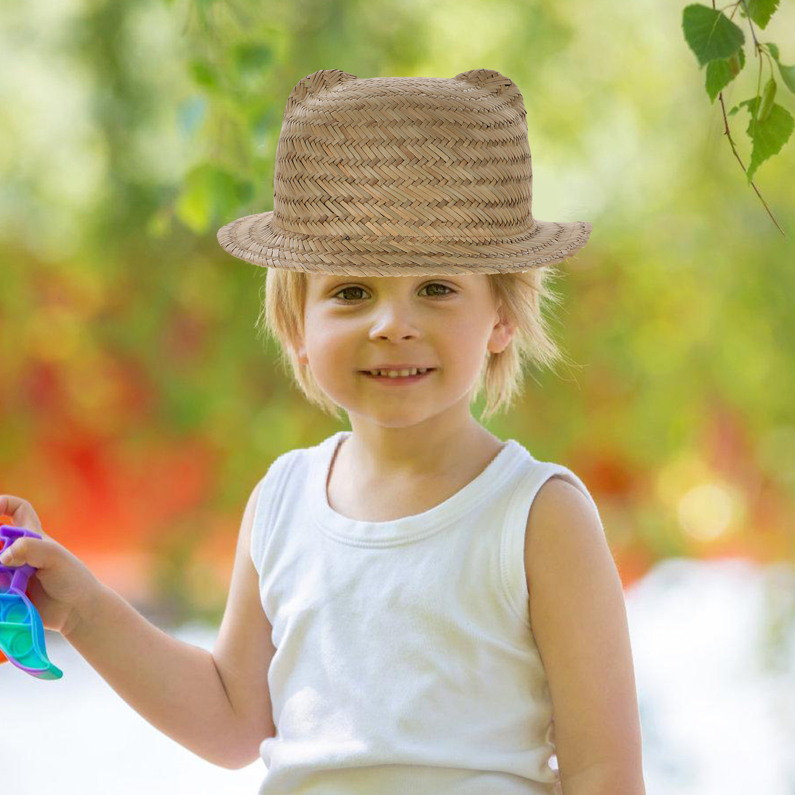 Play Kids Outdoor - Topi Jerami Anak dengan Pinggiran Lebar,