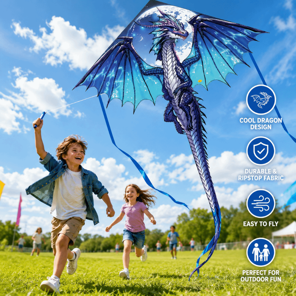 Kite Easy Fly Kids - Layang-layang Naga Biru Air Snake dengan