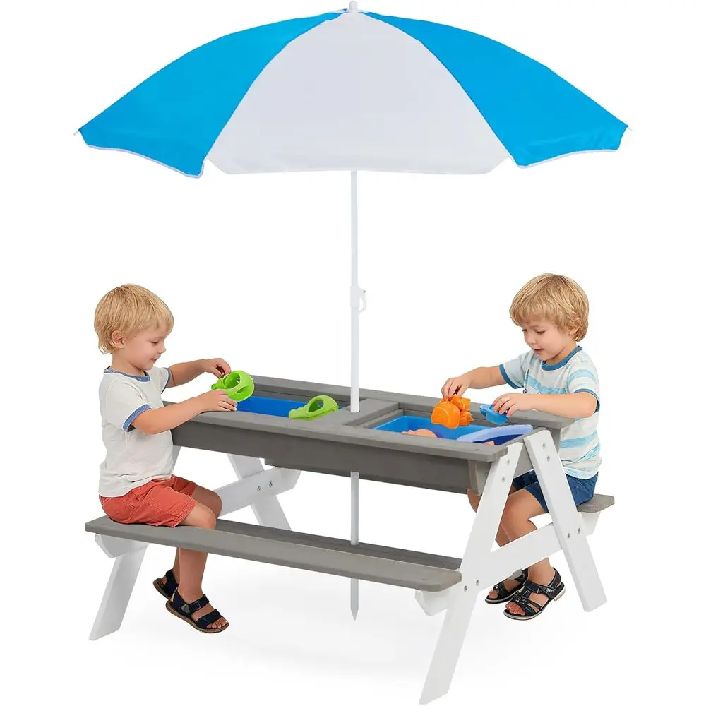 Kids Outdoor Water Table - Meja Piknik Kayu 3-in-1 yang Dapat