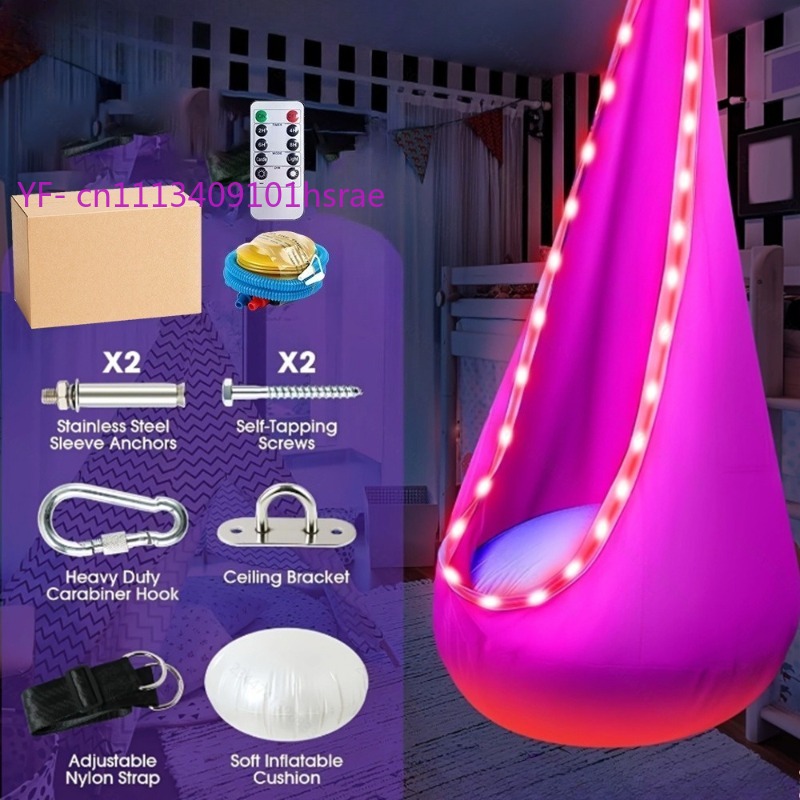 Kids Outdoor Hammock Chair - Hammock Tiup LED Bercahaya Portabel Kursi