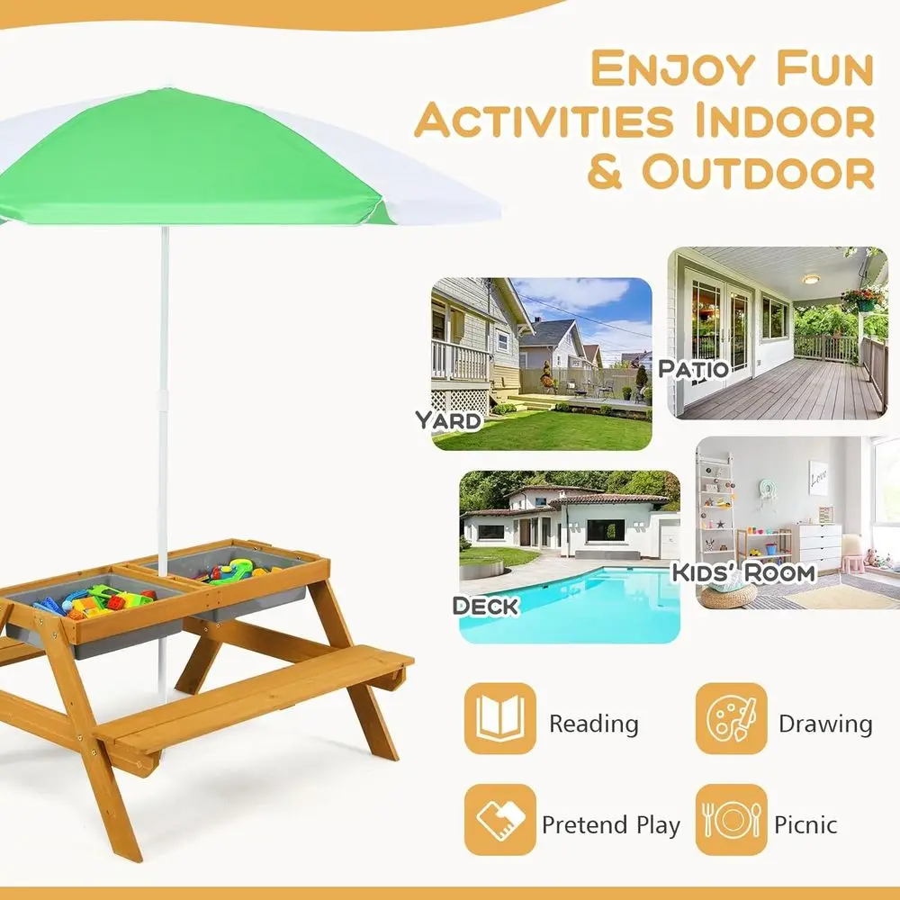 Meja Piknik Anak 3-in-1 yang D - Kids Outdoor Water Table ulasan dan harga