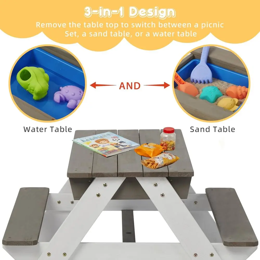Meja Piknik Kayu 3-in-1 yang D - Kids Outdoor Water Table ulasan dan harga