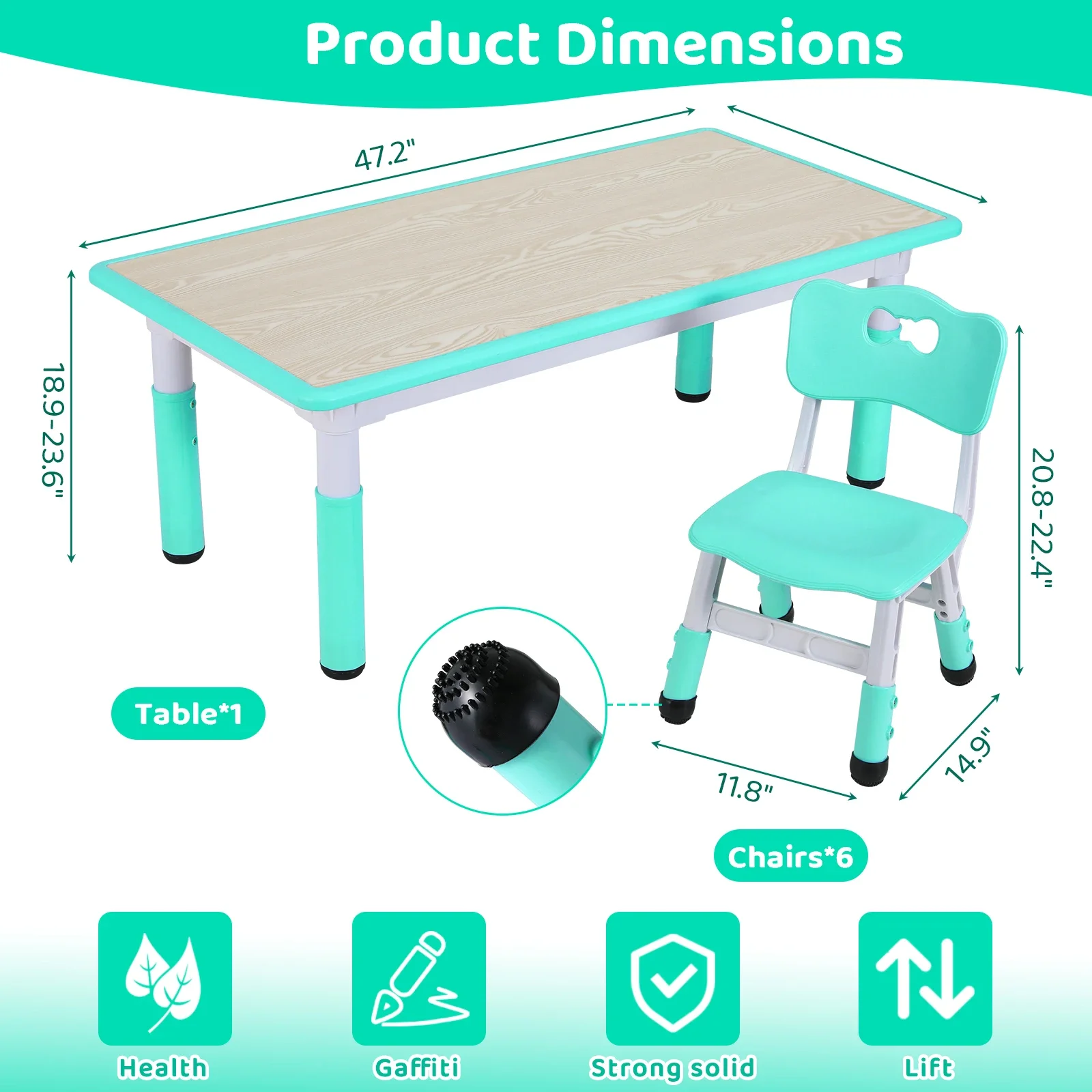 Meja anak-anak dan 6 kursi Set - Kids Outdoor Table And Chairs ulasan dan harga