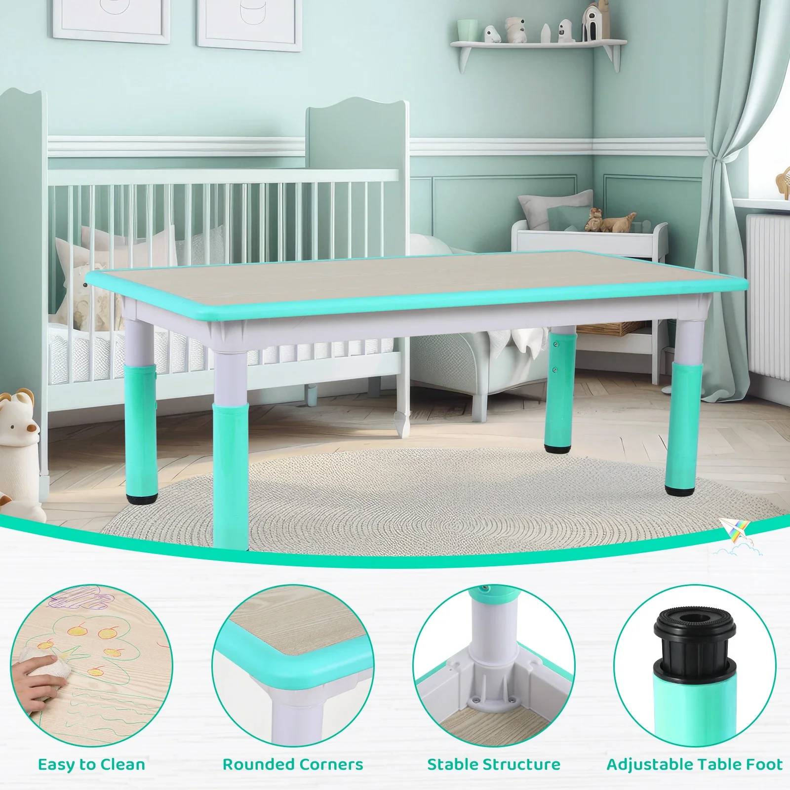 Meja anak-anak dan 6 kursi Set - Kids Outdoor Table And Chairs ulasan dan harga