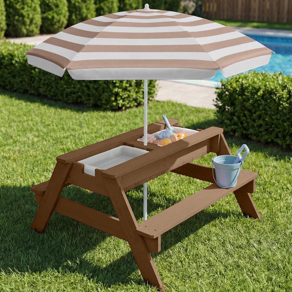 Meja Piknik Anak dengan Payung - Kids Outdoor Water Table ulasan dan harga