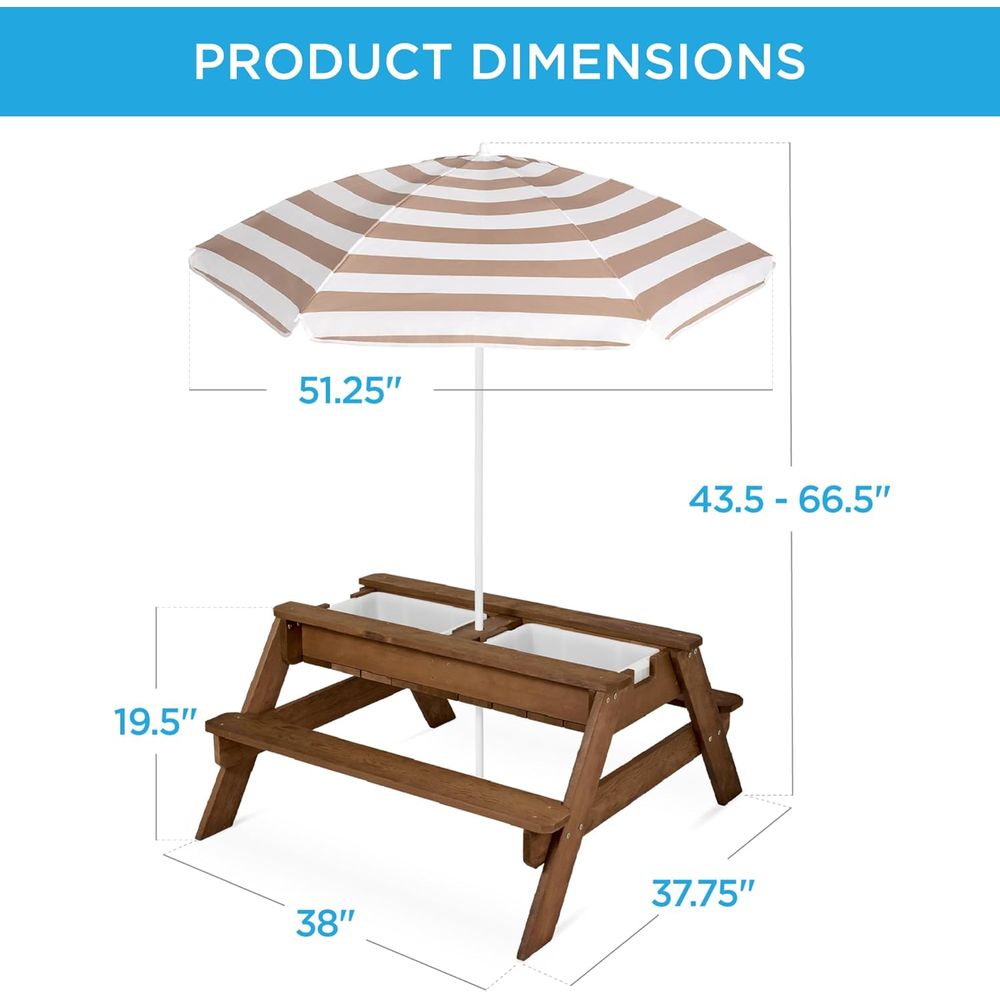 Meja Piknik Anak dengan Payung - Kids Outdoor Water Table ulasan dan harga